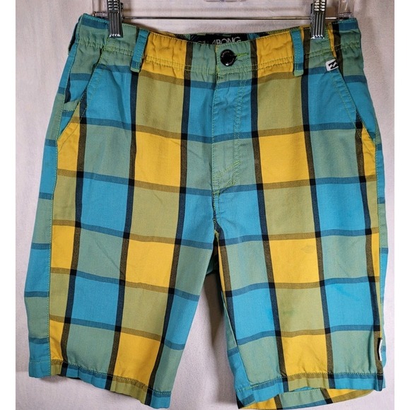 Billabong Shorts Men's 30 Yellow Green Blue Plaid Swim‎ Board Surf Trunks - Picture 2 of 10